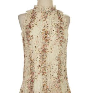 NWOT Maison d'Amelie Micro Pleat Beige Floral Dress Size L